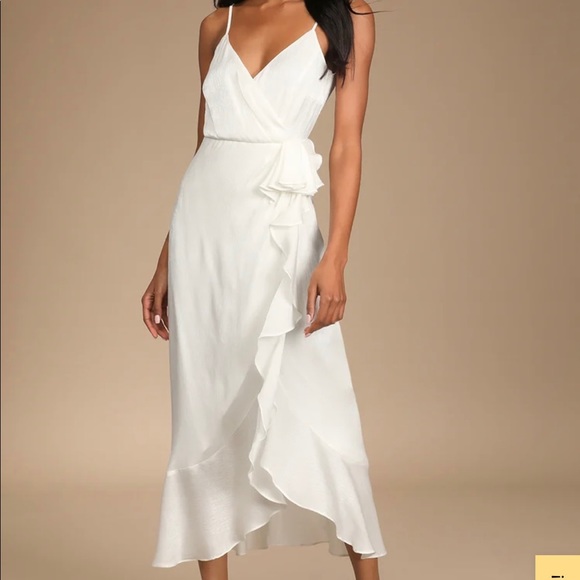 Lulus Dresses & Skirts - Lulus white satin midi dress